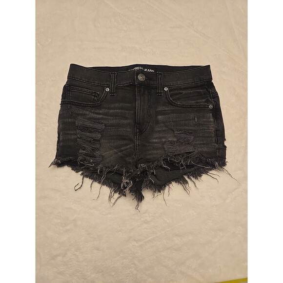 Express Pants - EUC EXPRESS JEANS Black denim shorts distressed Black Denim sz 6 Women’s